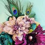 Peacock Wedding Flowers, Purple Silk Bridal..