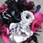 Pink Wedding Bouquet Gray Black Wedding Flowers..