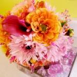 Pink Bridal Bouquet, Orange Silk Wedding Flowers,..