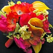 Tropical Wedding Bridal Bouquet, Silk Bridal Bouquet, Calla Lily